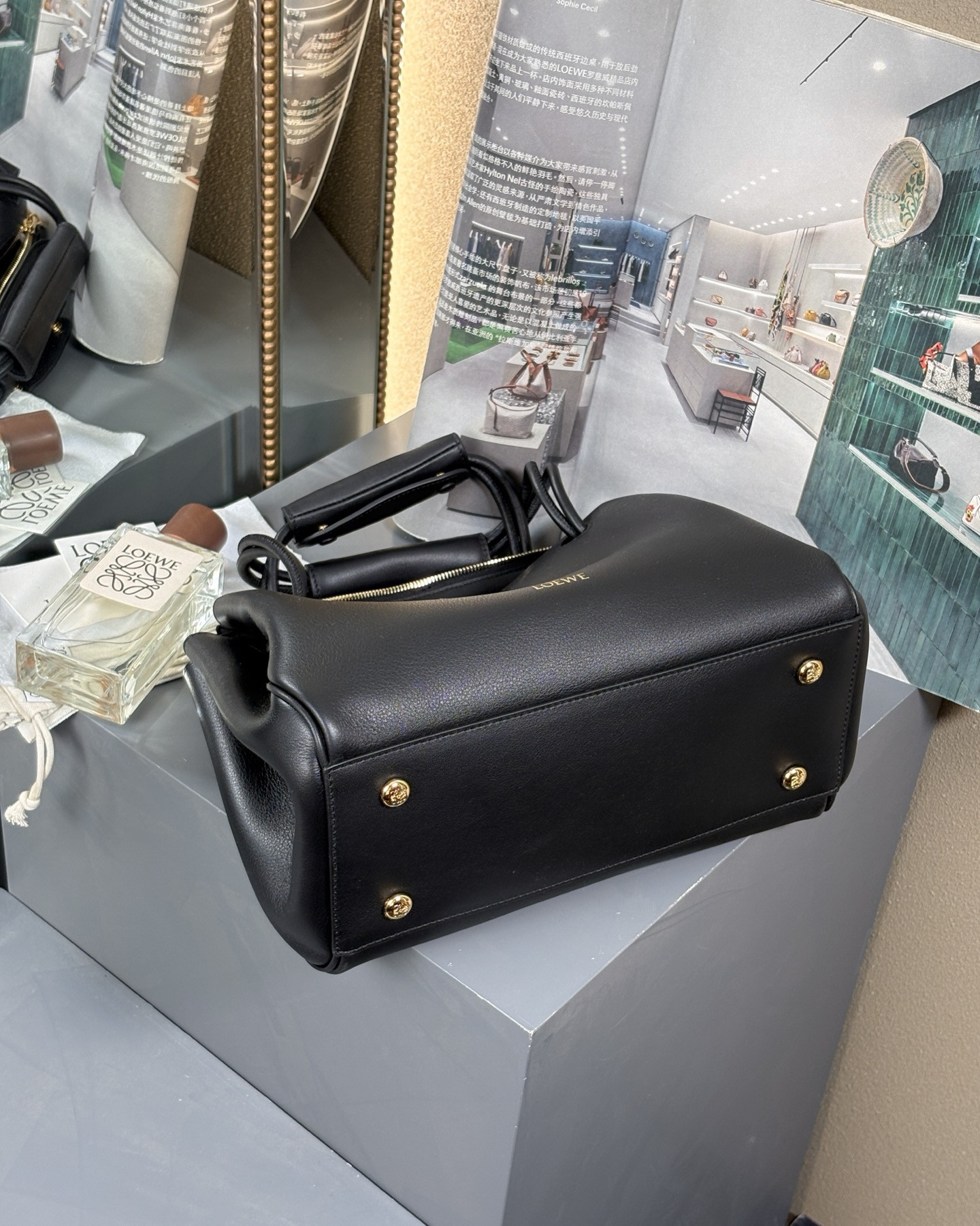 L0ew* Medium Madrid bag in S*pple calfskin 28.5x11x23cm