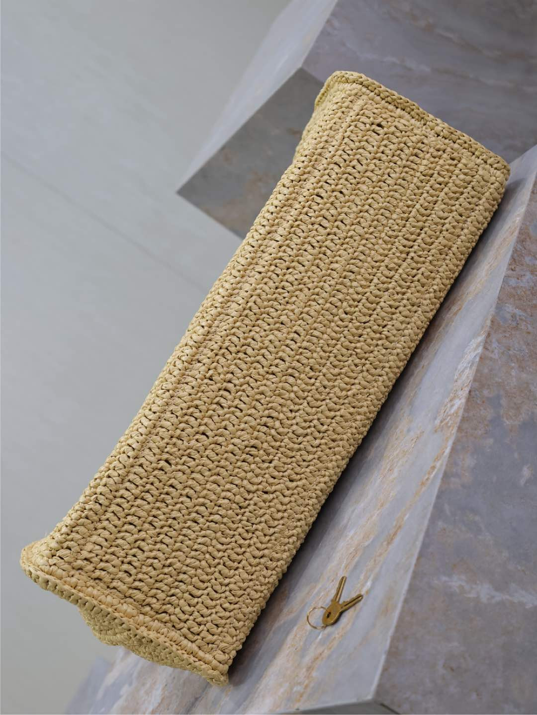 Y51 SAC DE jour S*pple in raffia and leather - medium 41x28x13cm