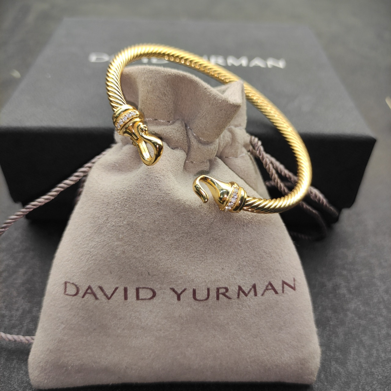 David Yurman 4mm Gold Hook With Diamonds Bracelet(wrist circumference 16-20cm)