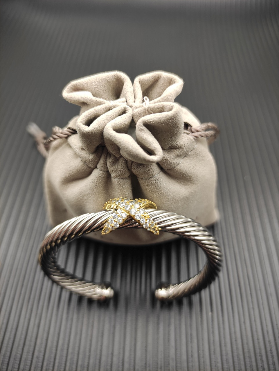 David Yurman Color Separation 7mm Diamond Single X Bracelet(Wrist circumference 16-20cm)