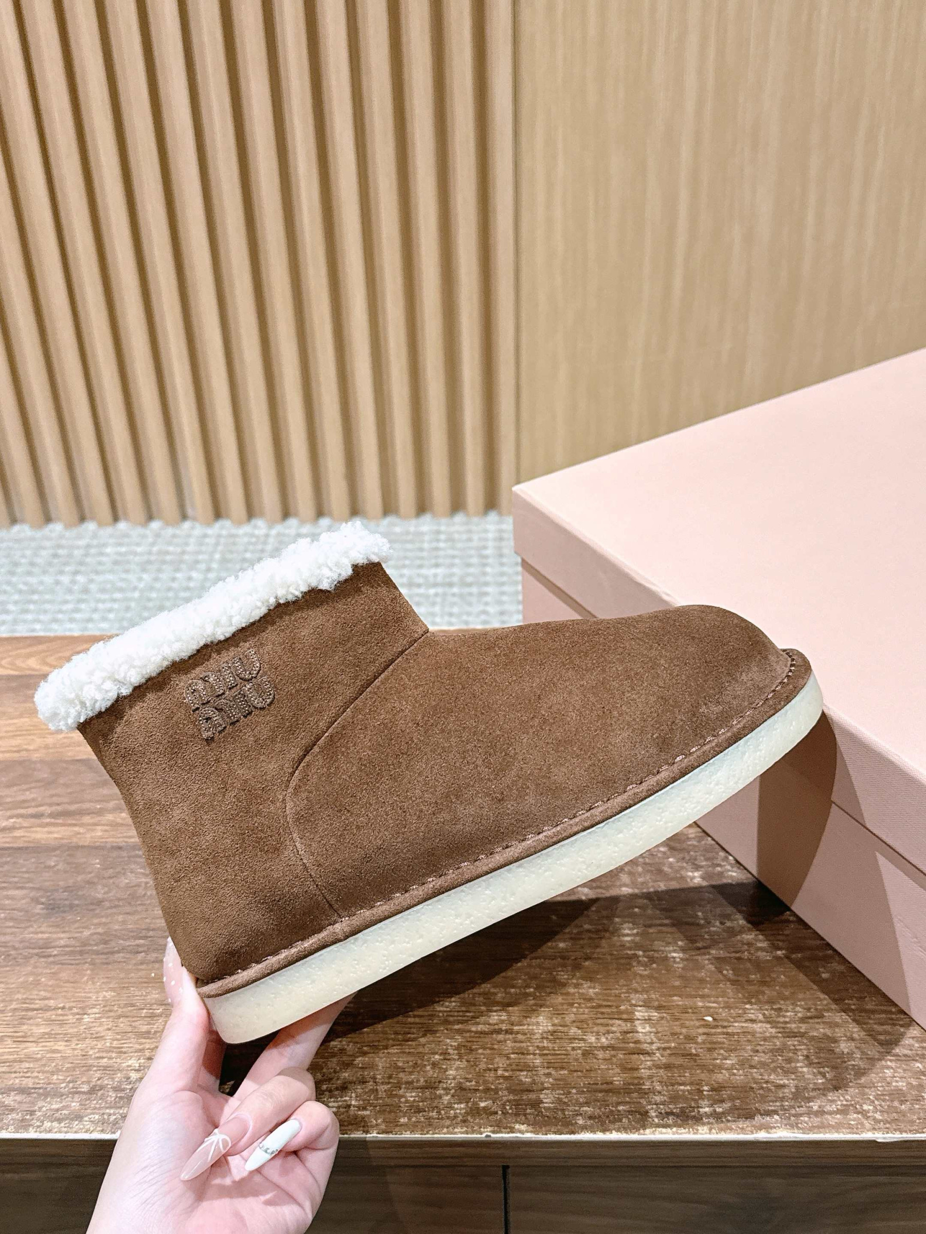 UA Miu Miu Suede and Shearling Booties