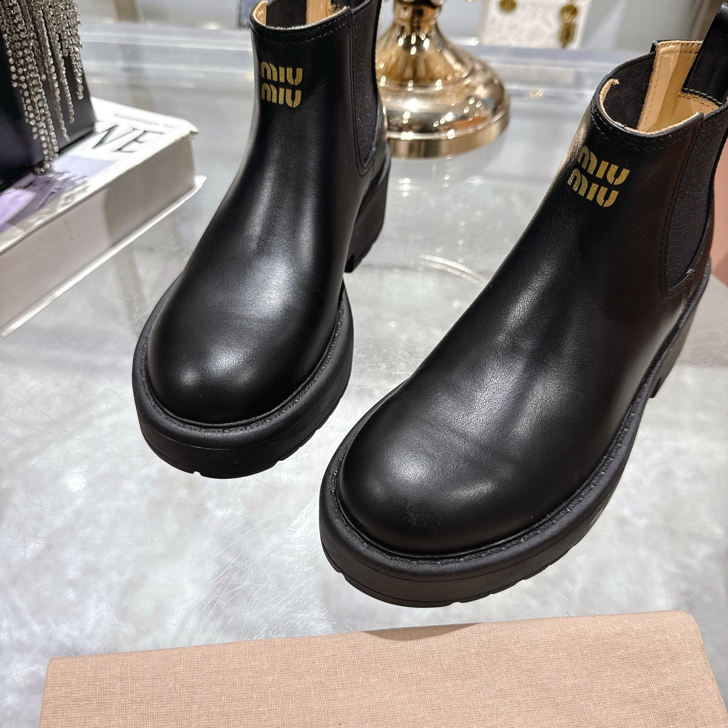 UA Miu Miu Leather Booties