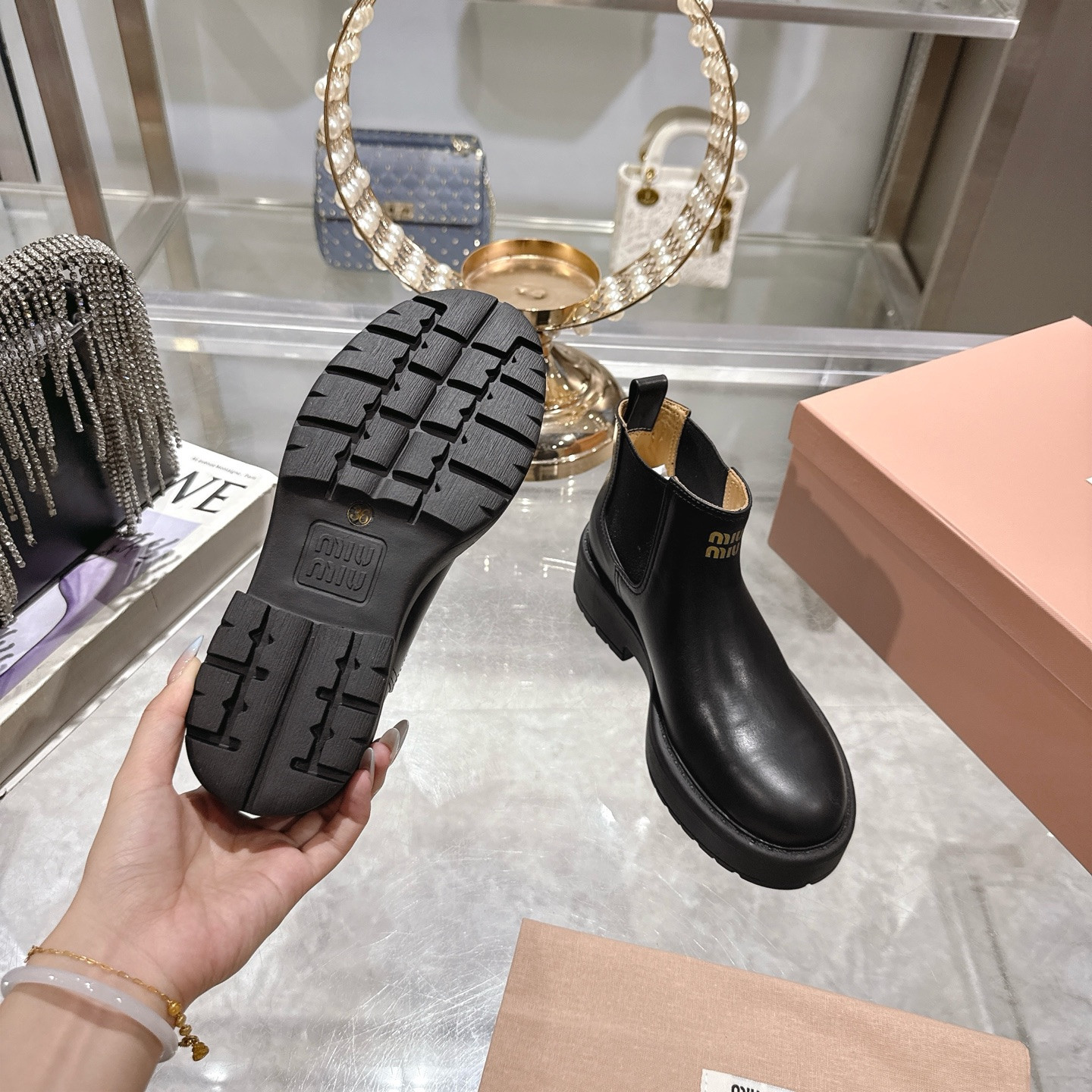 UA Miu Miu Leather Booties