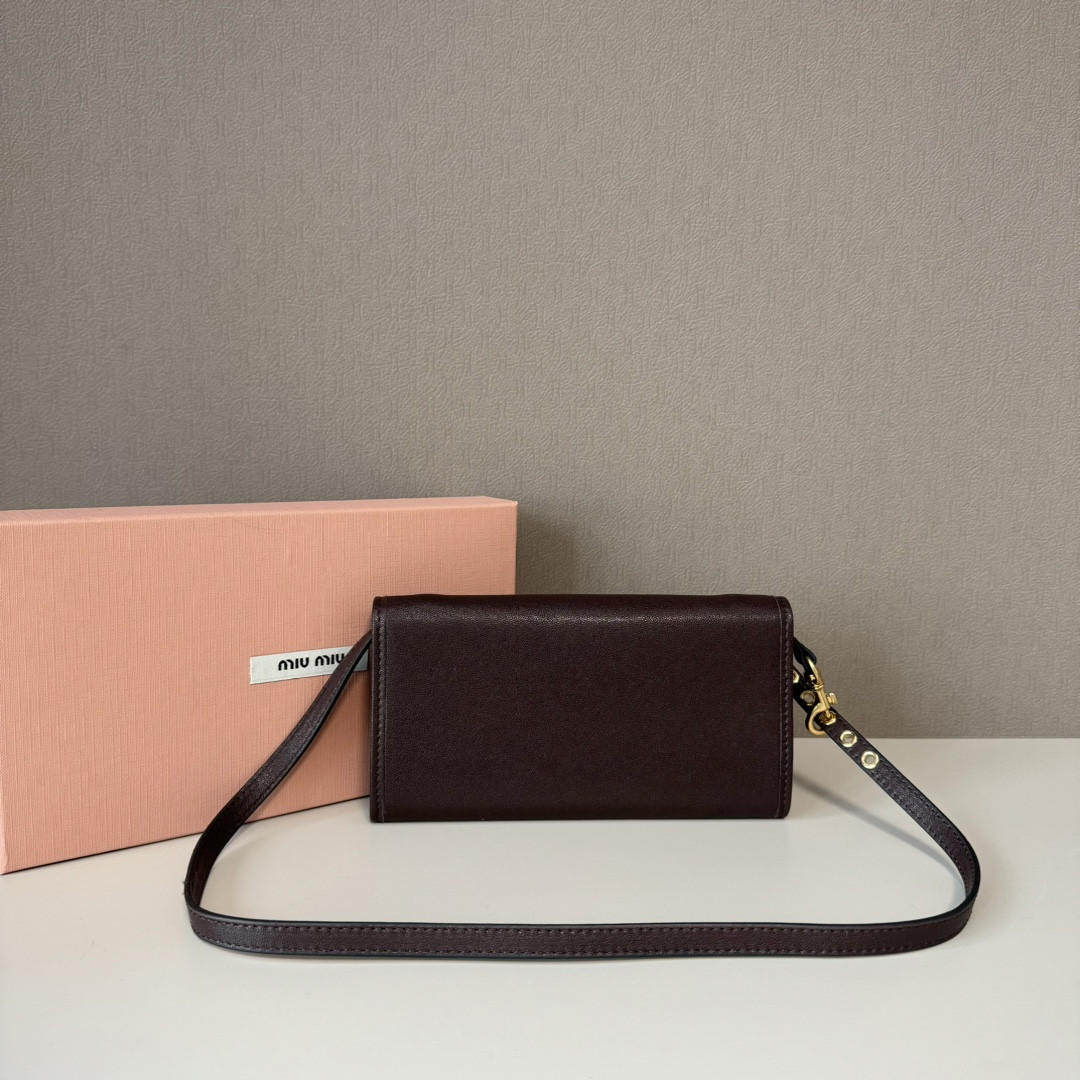 Miu Miu Nappa Leather Wallet with Shoulder Strap 19x9.5x2cm