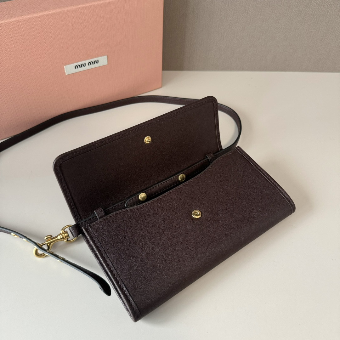 Miu Miu Nappa Leather Wallet with Shoulder Strap 19x9.5x2cm
