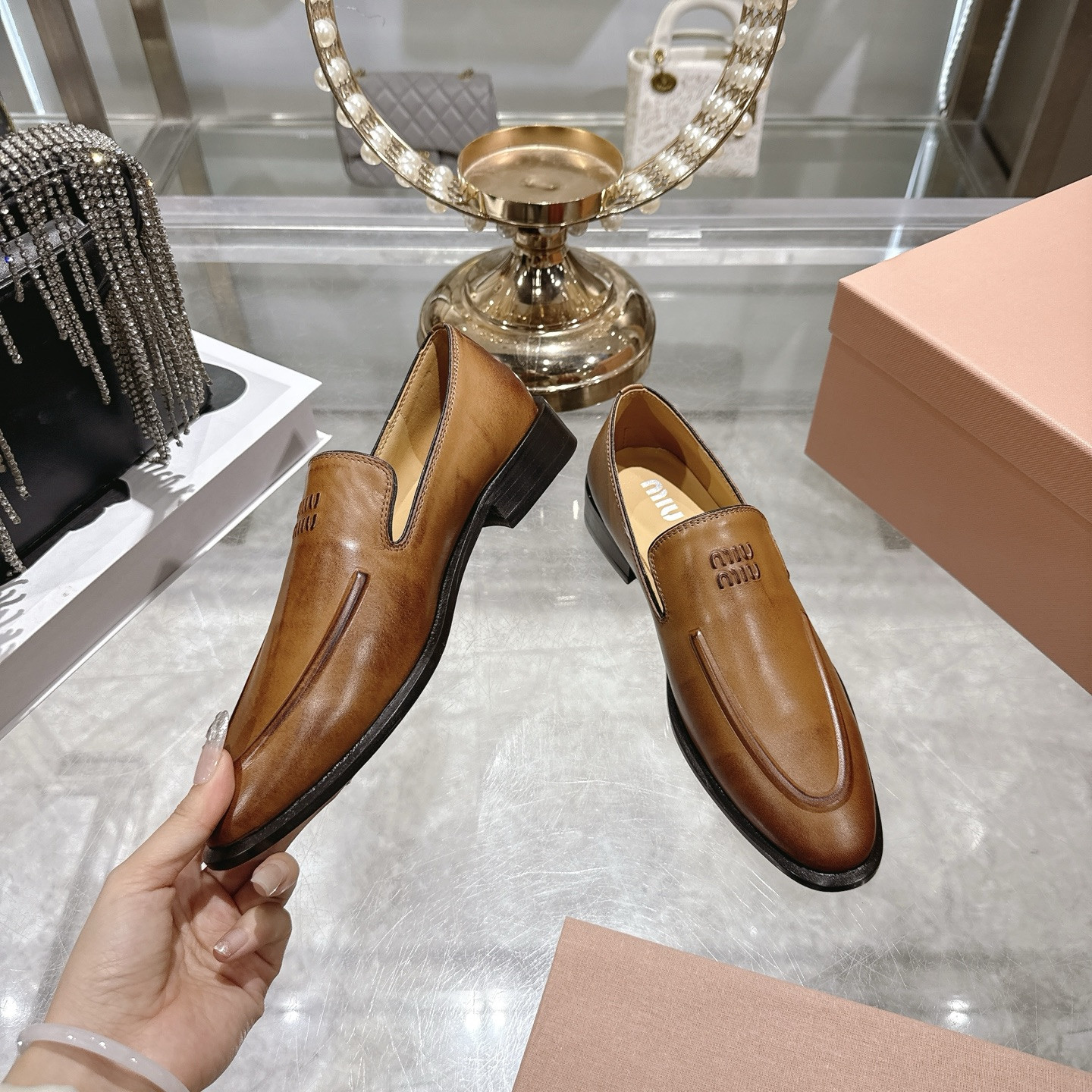 UA Miu Miu Leather Loafers