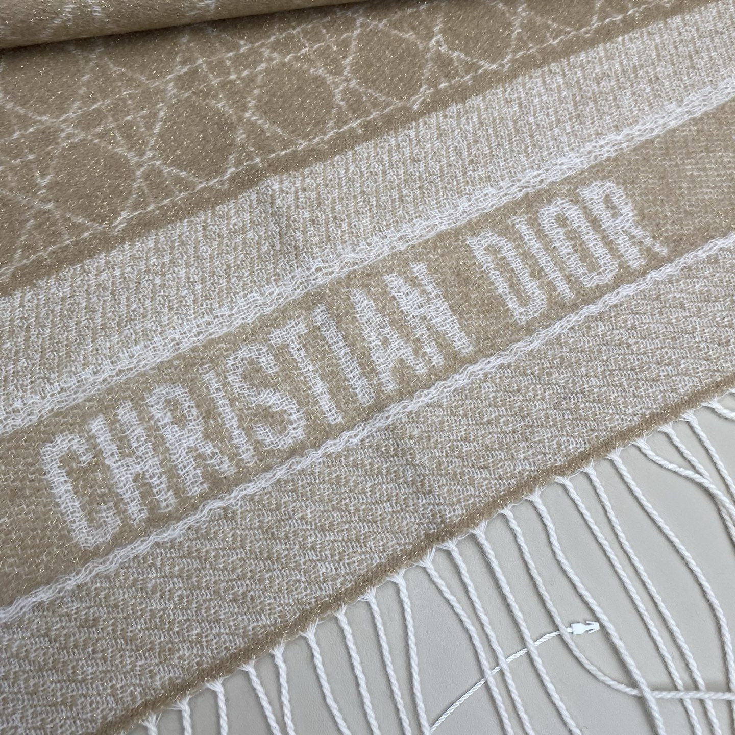 Dior Cannage scarf 220x45cm 67% cashmere 43% virgin wool