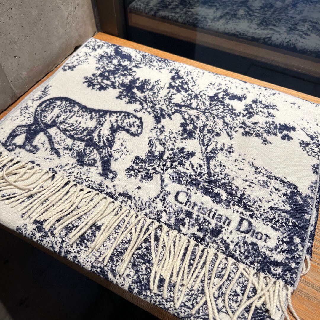Dior Printed scarf 200x45cm 59% cashmere 41% wool