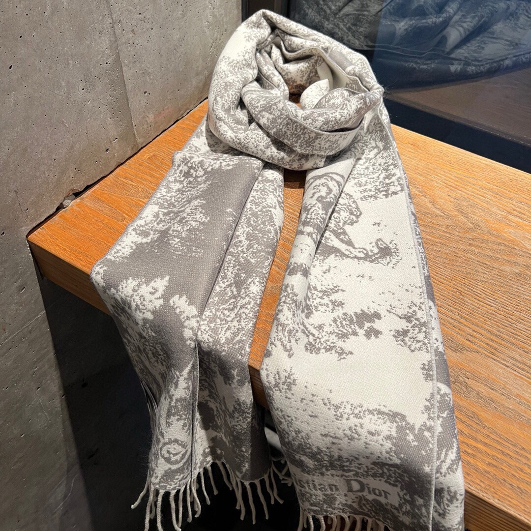 Dior Printed scarf 200x45cm 59% cashmere 41% wool