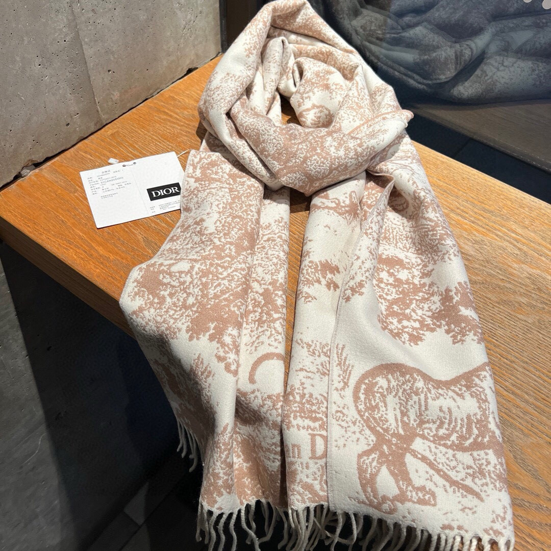 Dior Printed scarf 200x45cm 59% cashmere 41% wool