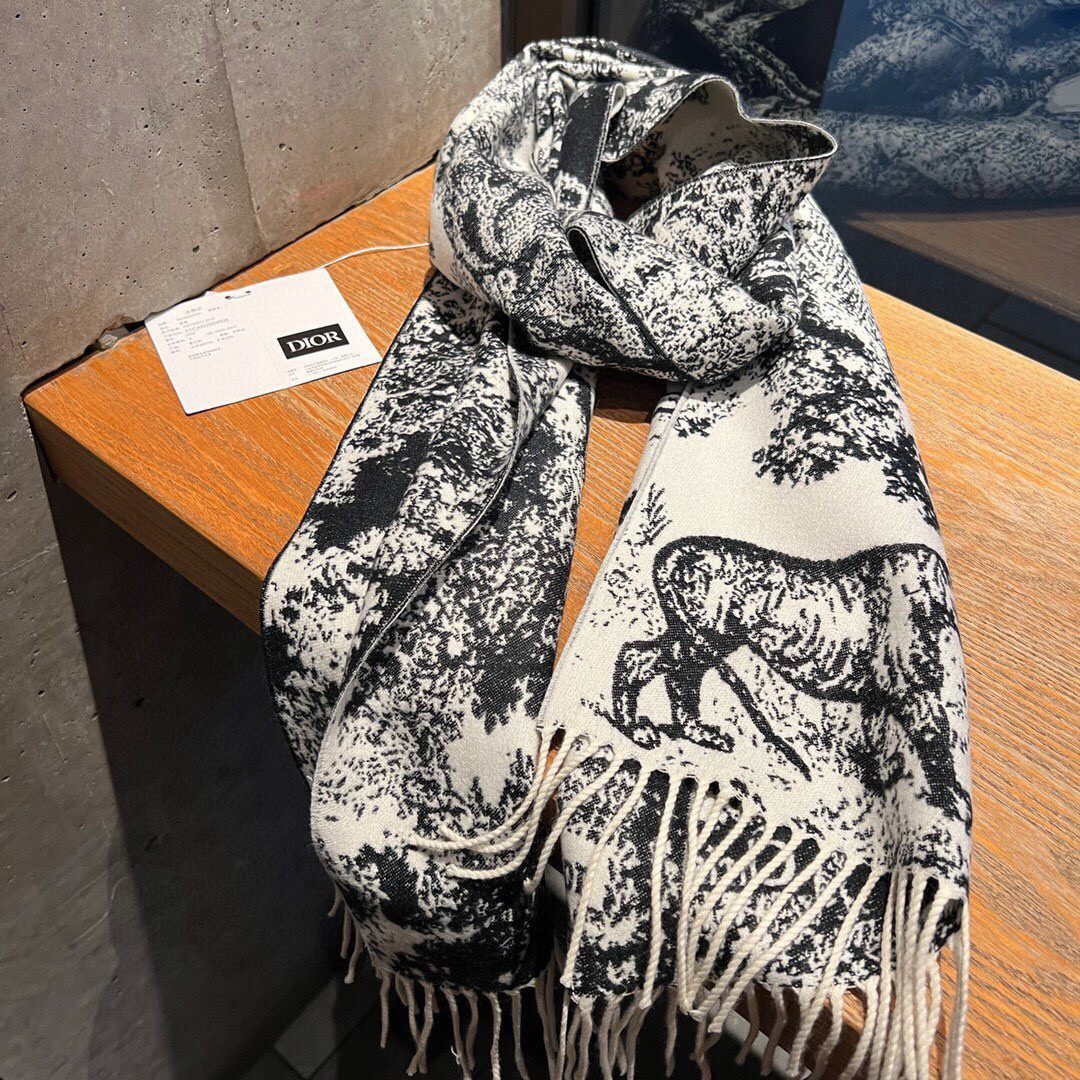 Dior Printed scarf 200x45cm 59% cashmere 41% wool