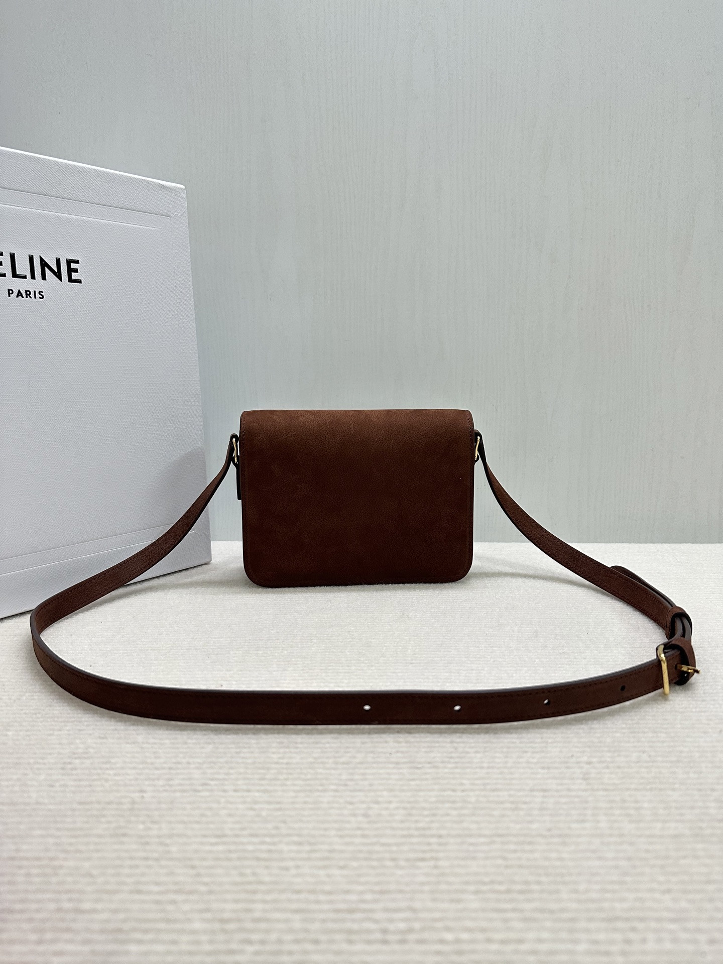 Ce1i*e TEEN TRIOMPHE BAG IN Grained Nubuck Calfskin 18.5x13.5x7cm