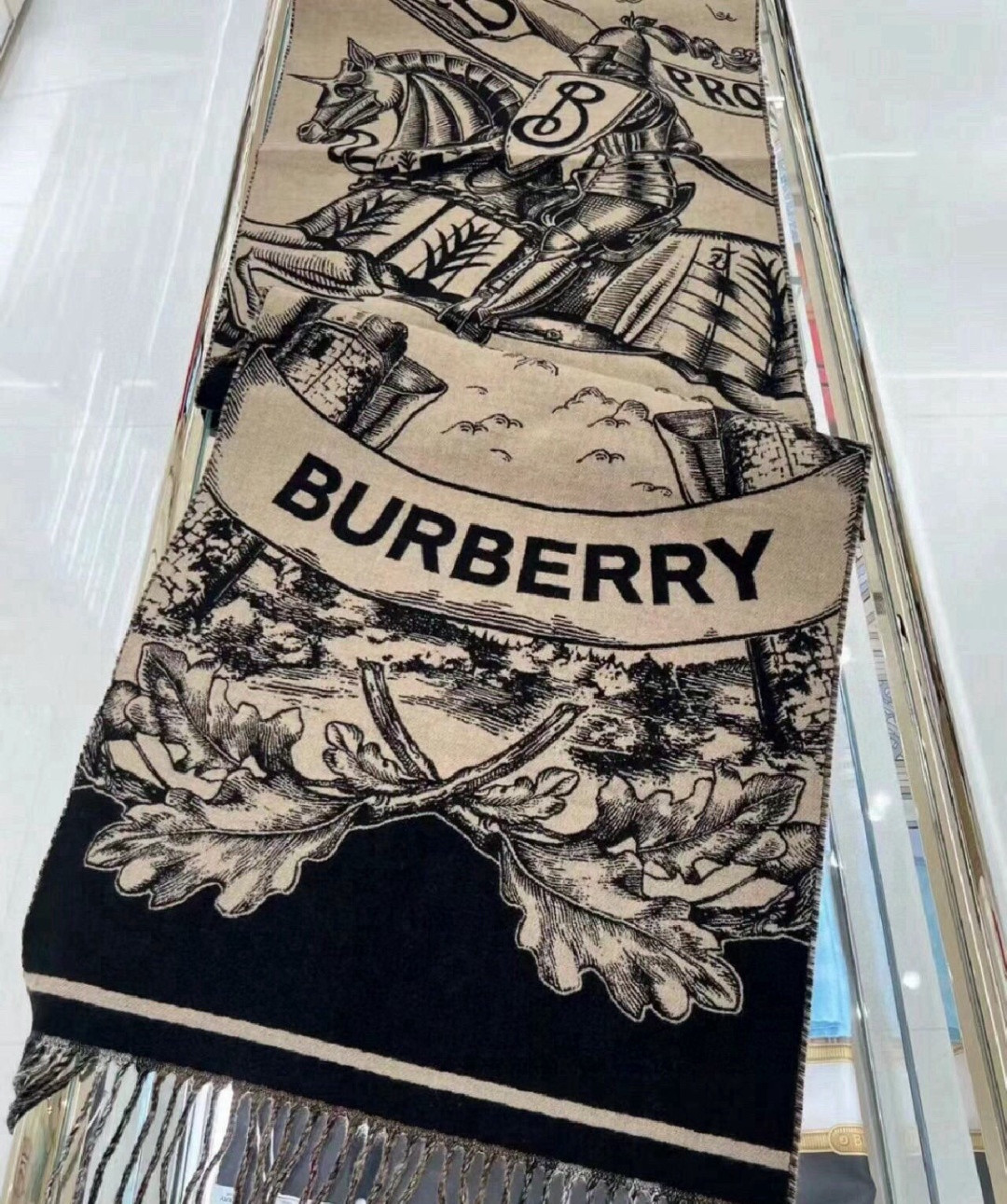 Bv*b*rry Wide Reversible EKD Cashmere scarf 50x210cm