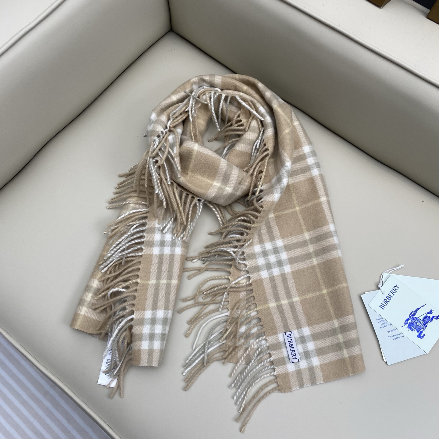 Bv*b*rry Check Cashmere Happy scarf 30x155cm