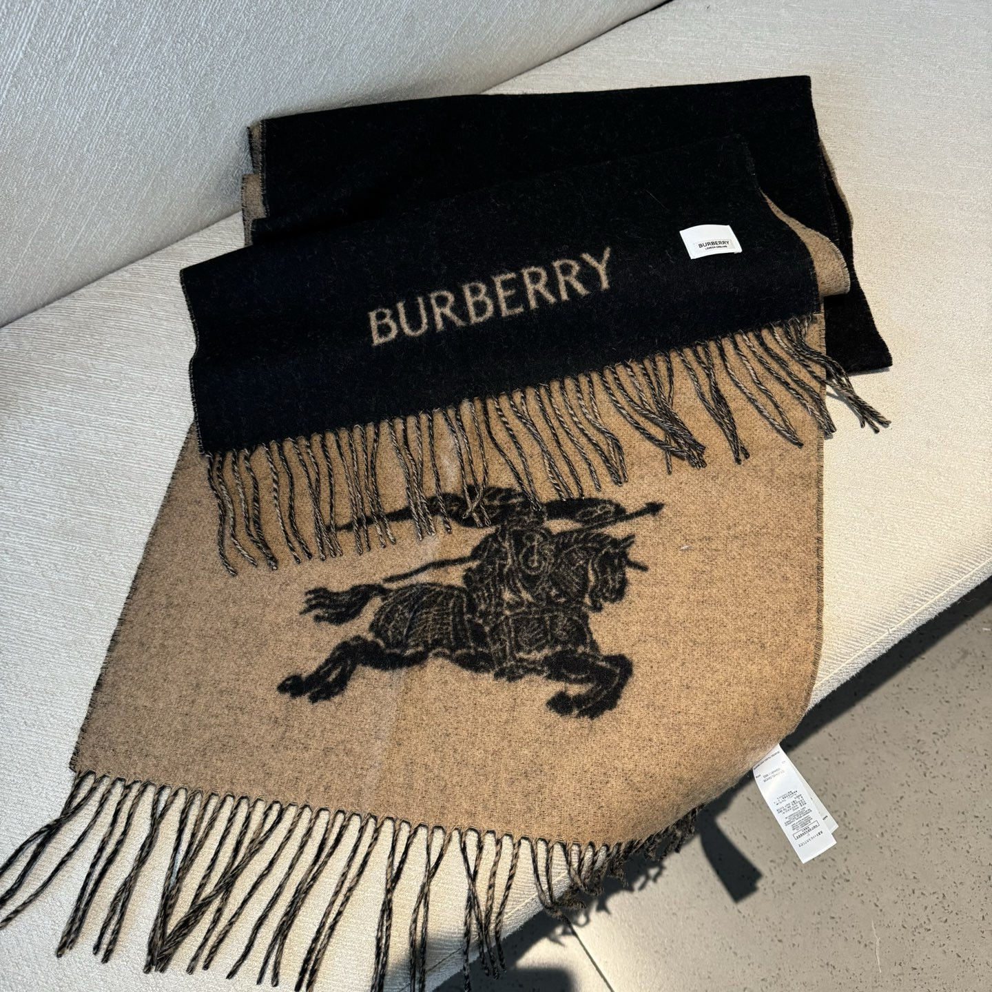 Bv*b*rry Reversible EKD Cashmere scarf 32x180cm 100% wool