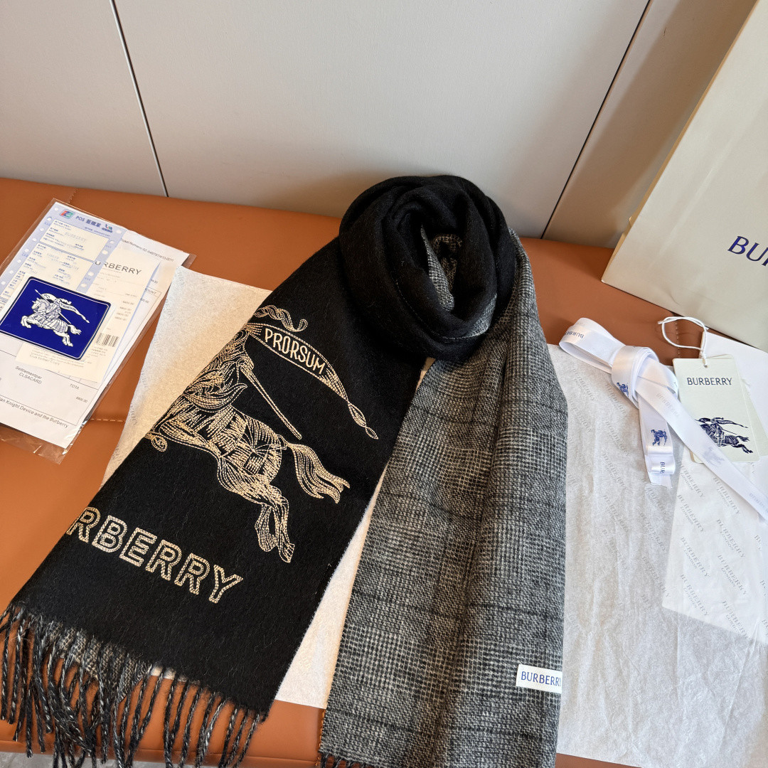 Bv*b*rry Reversible EKD Cashmere scarf 30x200cm 100% lambswool