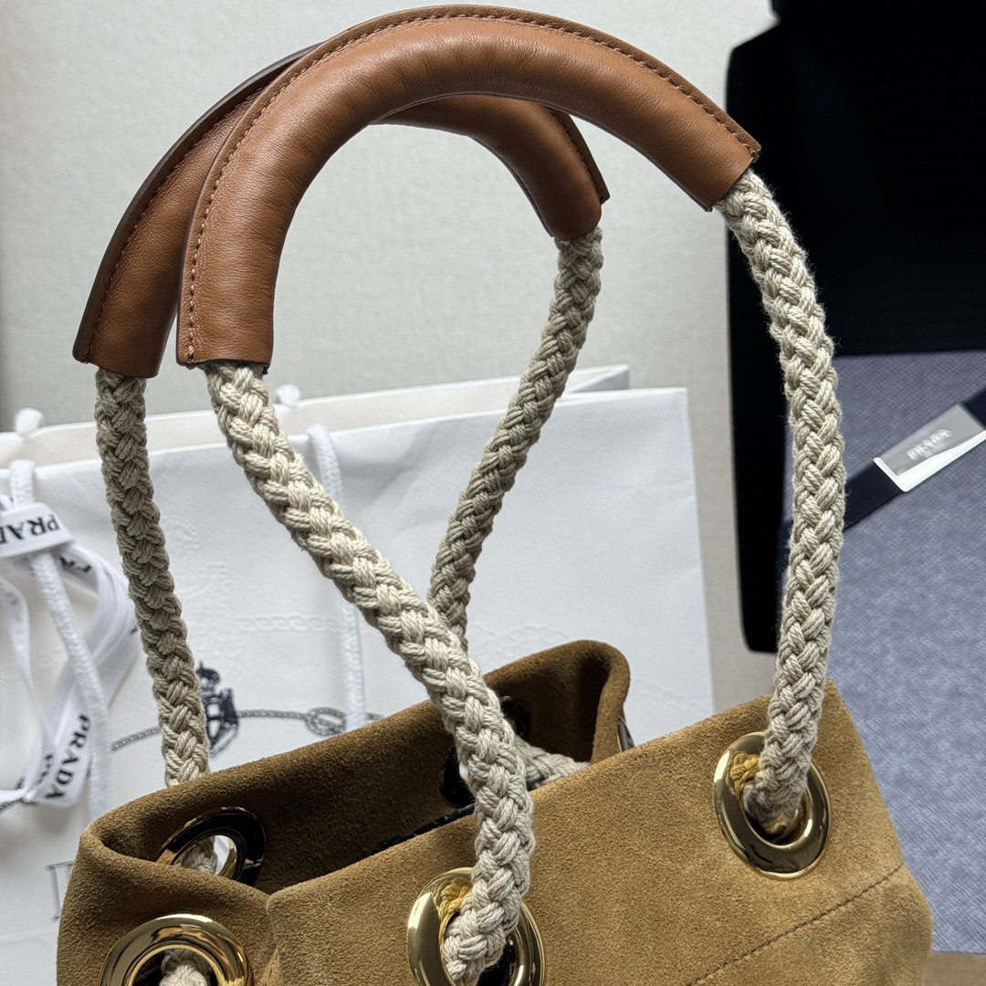 Pra*a Mariner Small Suede Bucket Bag 28x23.5x16.5cm