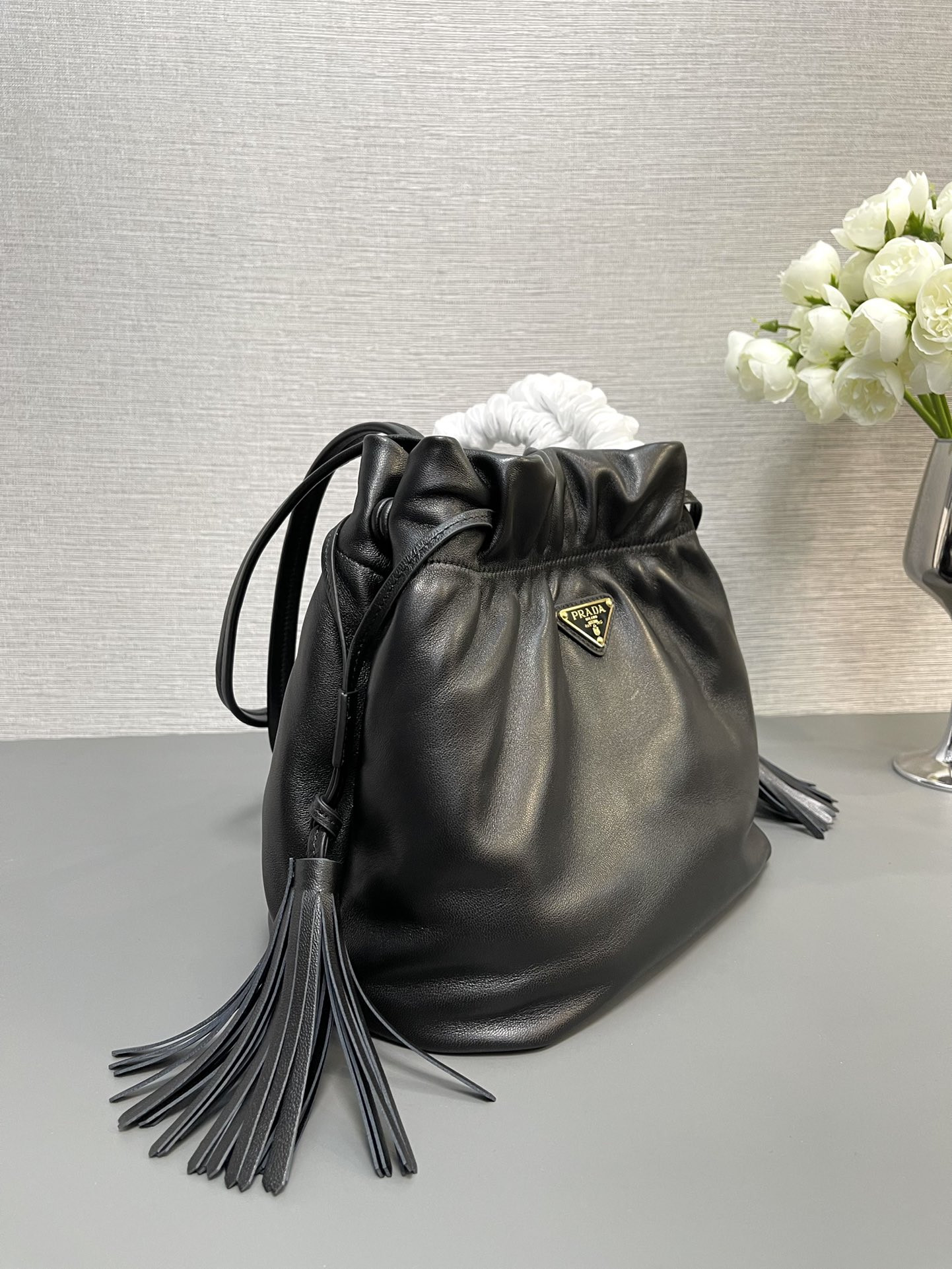 Pra*a Nappa Leather Shoulder Bag 24x25x11cm