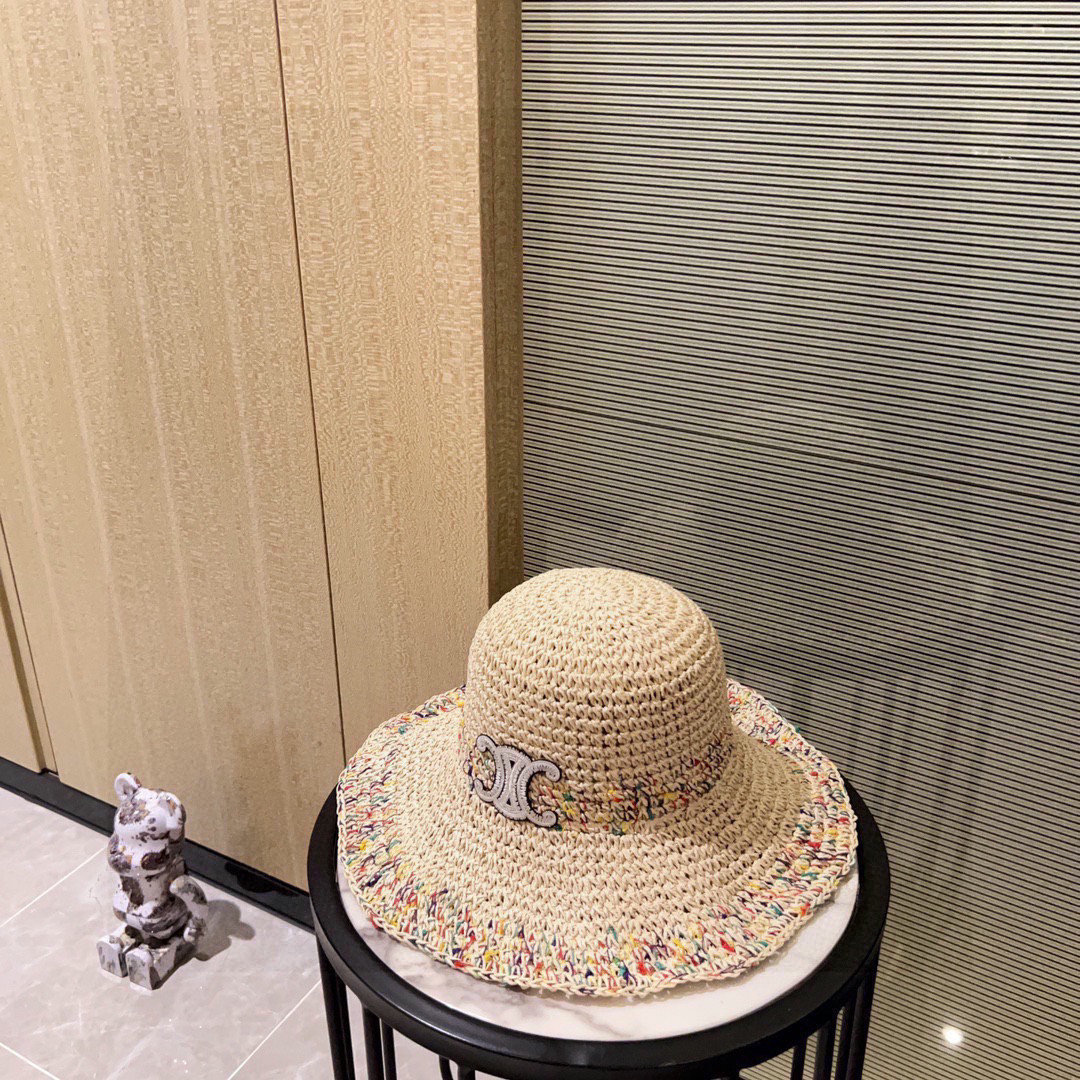 Celine Crochet Straw Bucket Hat