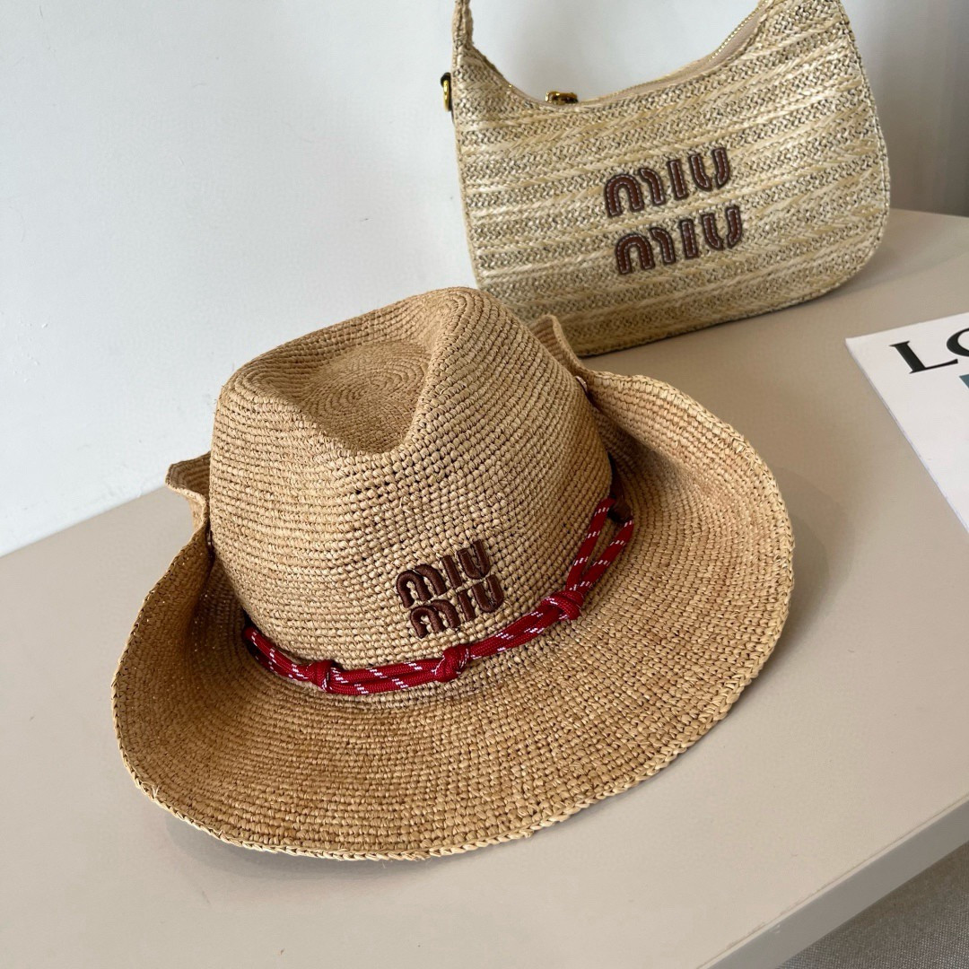 Miu Miu Straw Cowboy Hat 57cm Head Circumference