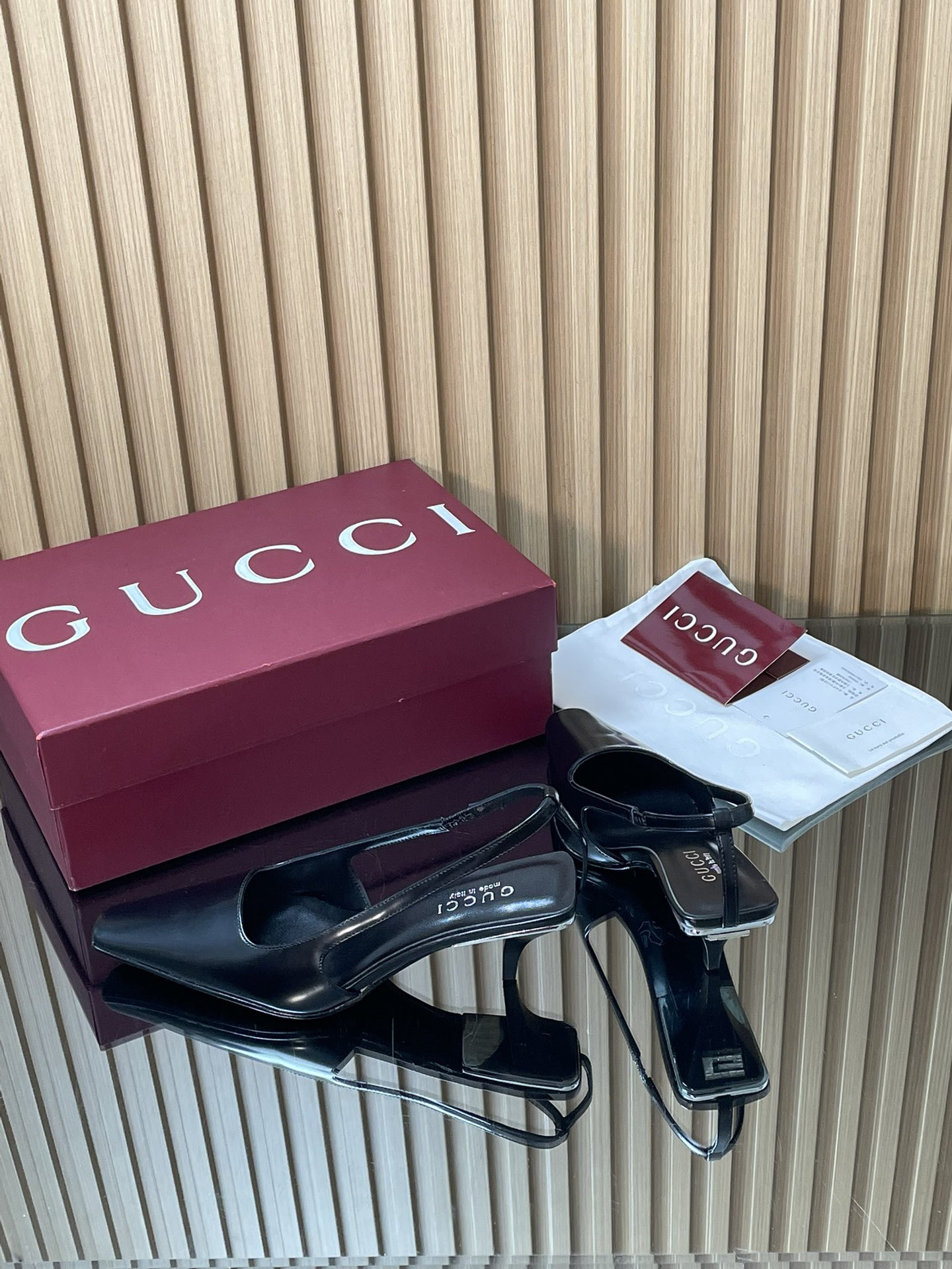 UA Gucci Slingback With Crystal Logo 5.5cm Heel