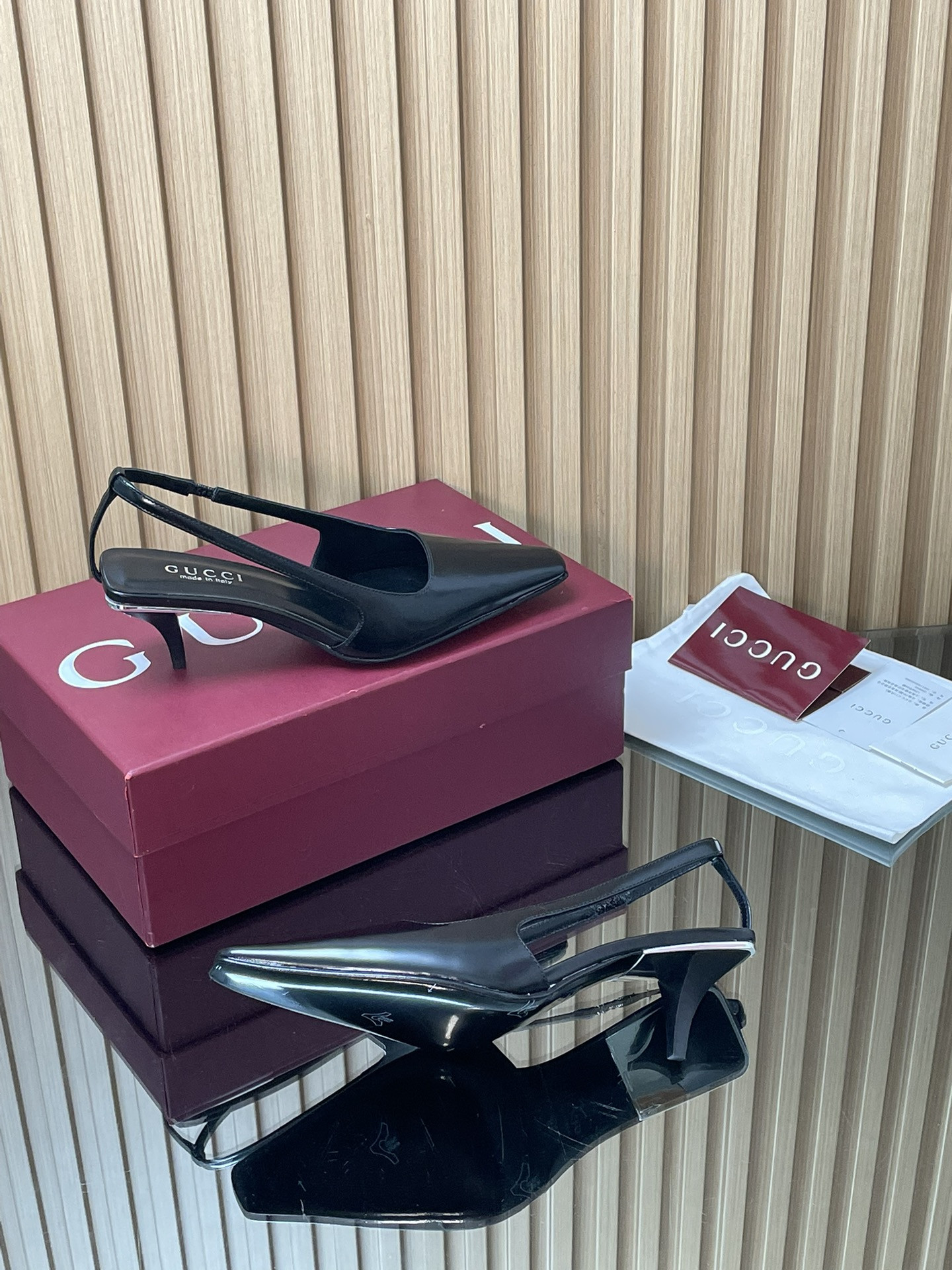 UA Gucci Slingback With Crystal Logo 5.5cm Heel