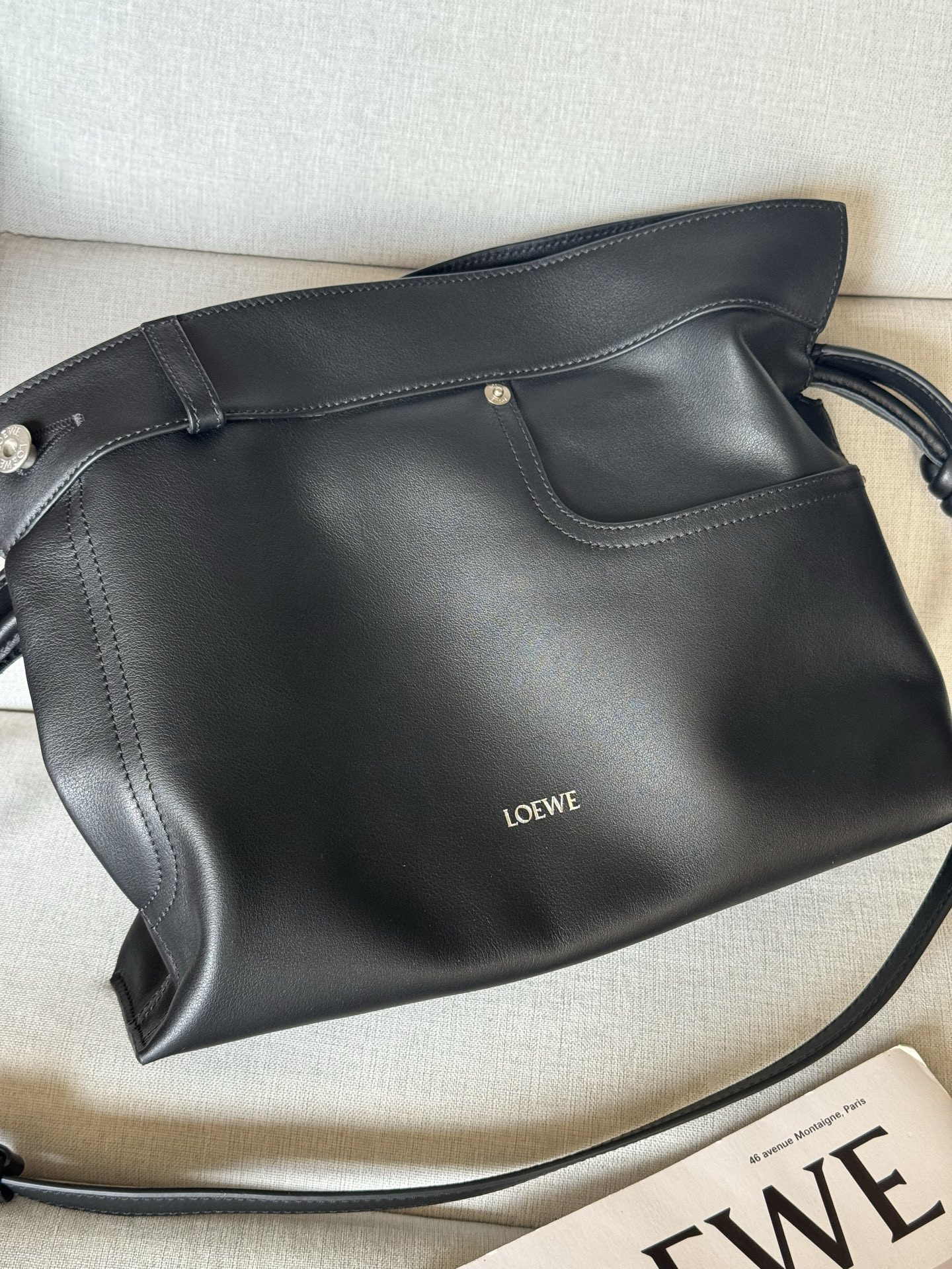 Loewe Panta Medium Flamenco Clutch in Shiny Calfskin 24.5x30x10.5cm