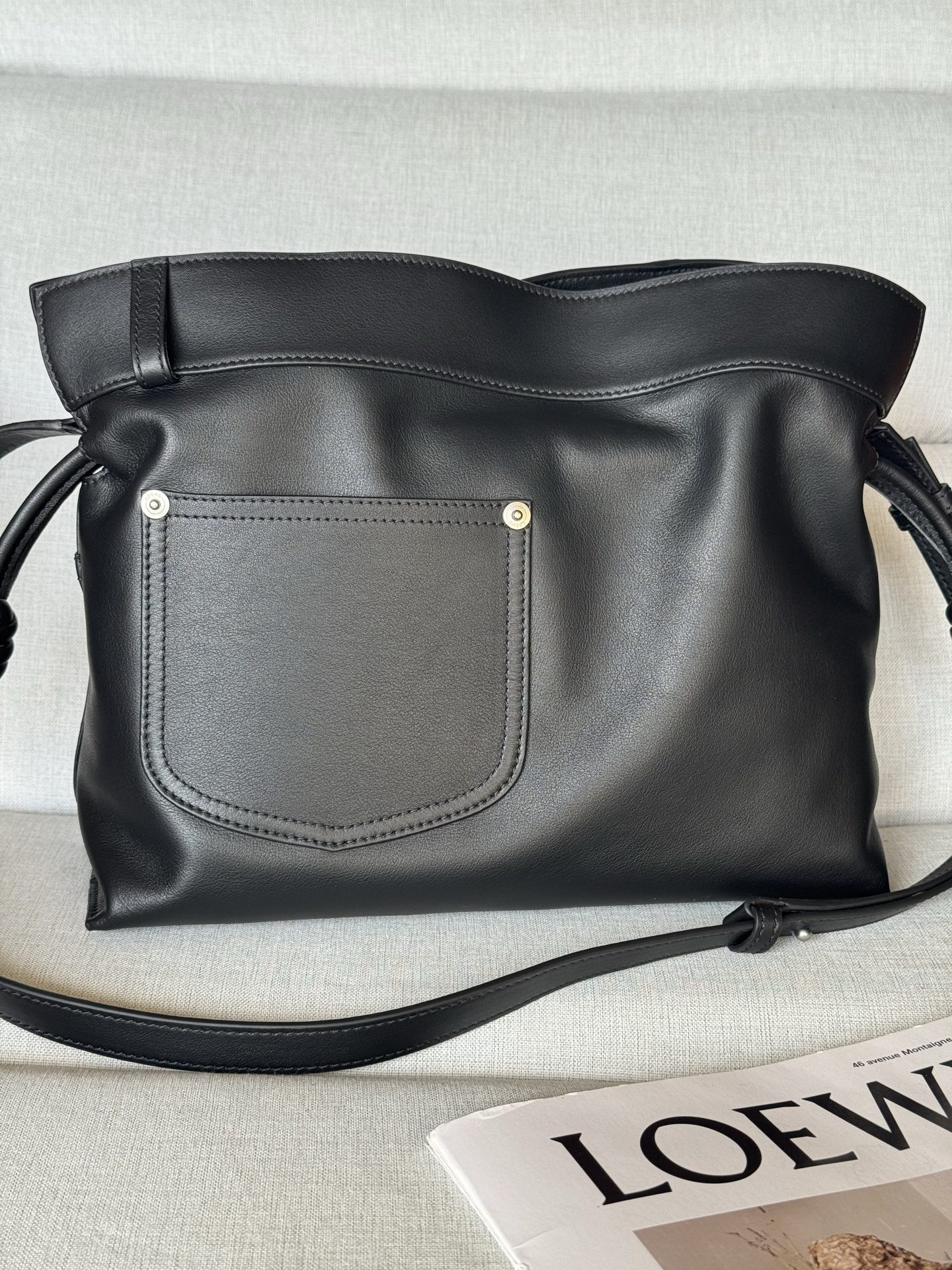 Loewe Panta Medium Flamenco Clutch in Shiny Calfskin 24.5x30x10.5cm