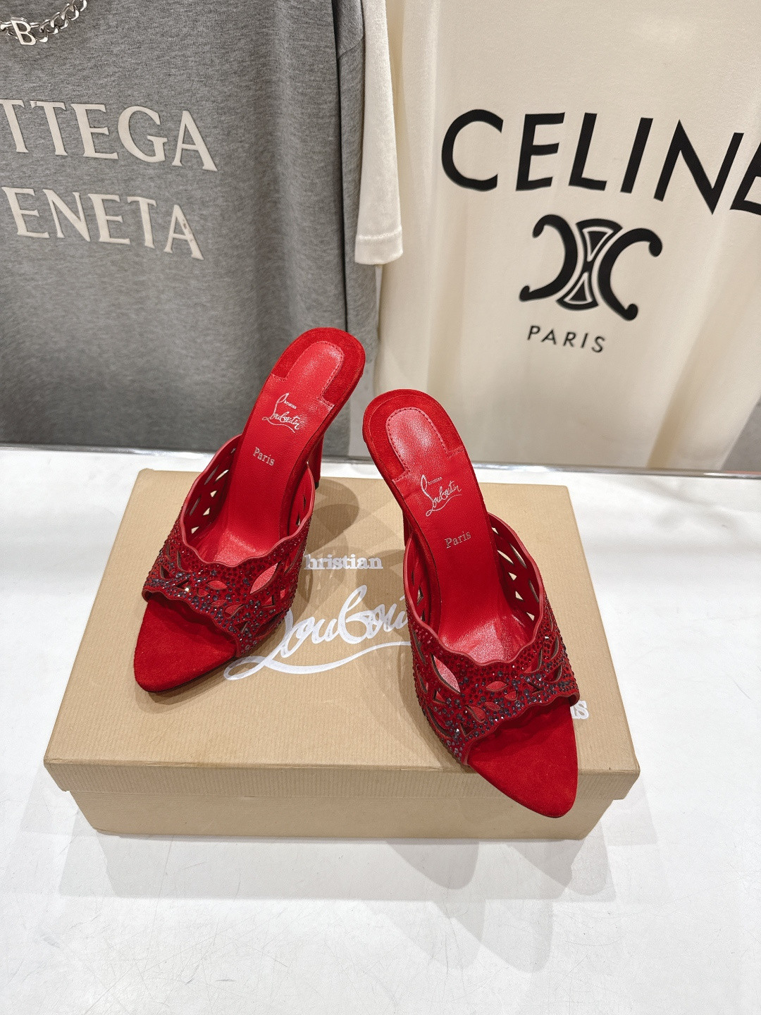 UA Christian Louboutin Lasera Strass Mule 10cm Heel