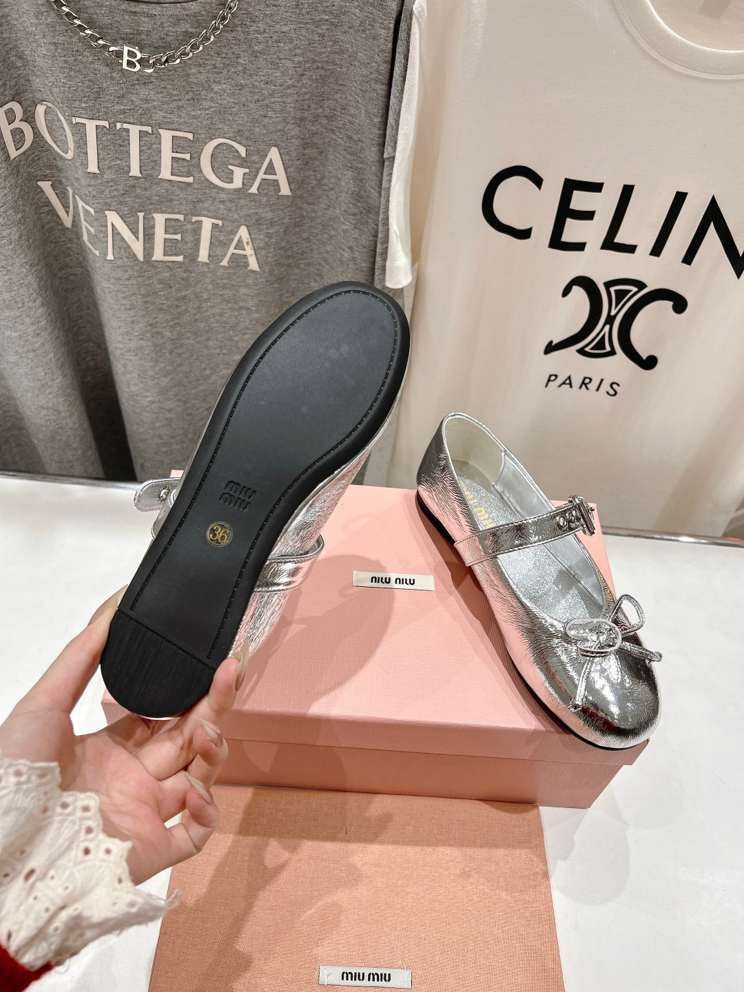 UA Miu Miu Leather Ballerinas