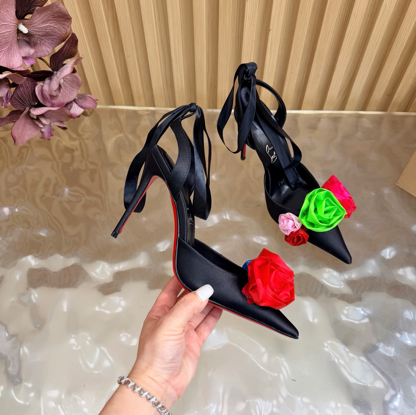 UA Chr1st1an Louboutin Mere Lachaise Lace Up 10.5cm Heel
