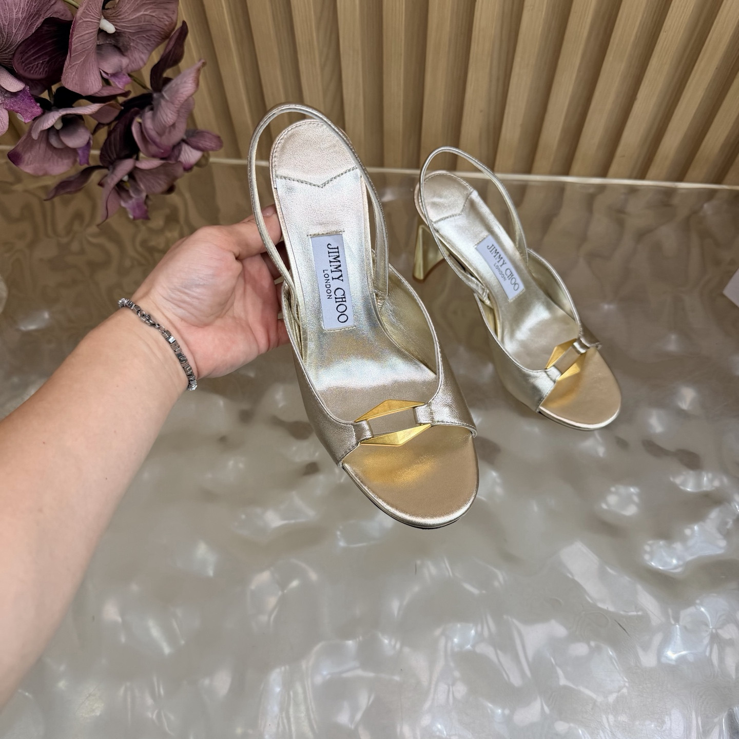 UA J1m*y Ch00 Lev Slingback Sandals 10cm Heel