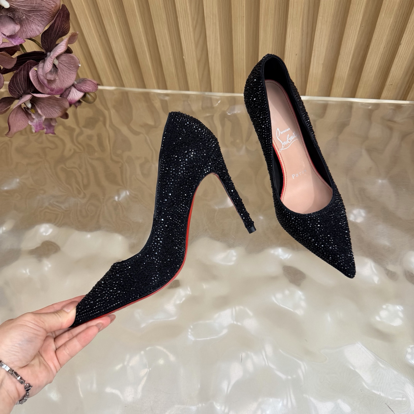 UA Chr1st1an Louboutin La Pigalle Strass 100 mm Pumps